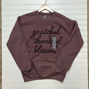 Small Grateful Thankful Blessed - Cozy Sweatshirt